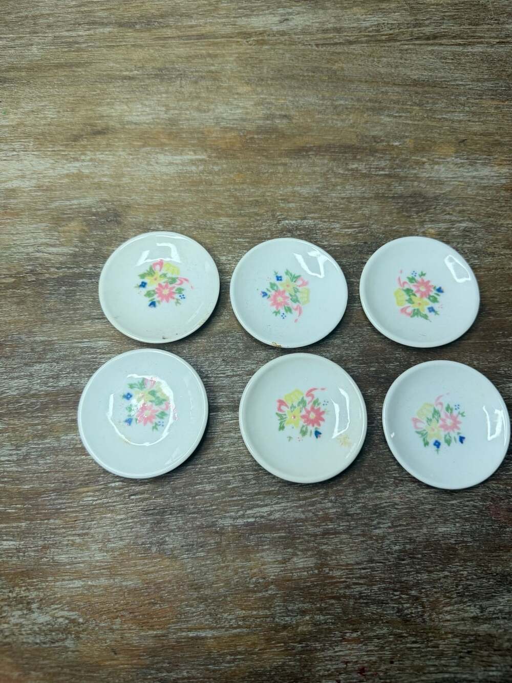 Keywick LTD Miniature Saucers Set of 6 Floral Porcelain Dollhouse